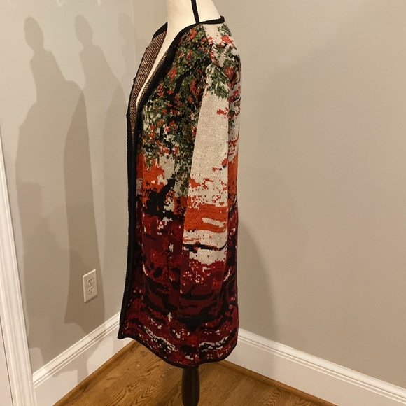 J Jill wearever cardigan floral duster layering sleek button closure boxy - Picture 9 of 14